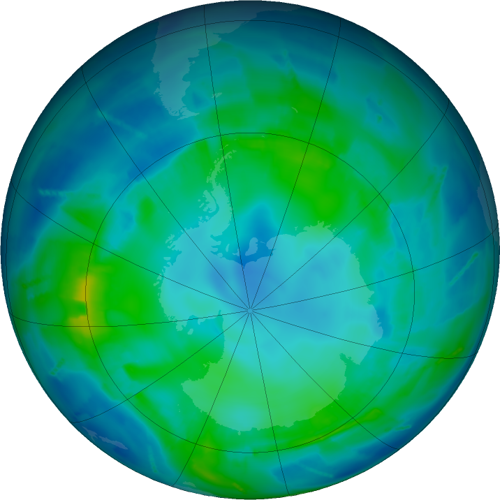 Antarctic ozone map for 01 May 2011